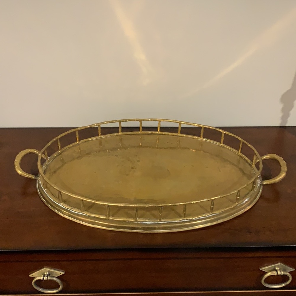 Mottahedeh Brass Faux Bamboo Gallery Tray